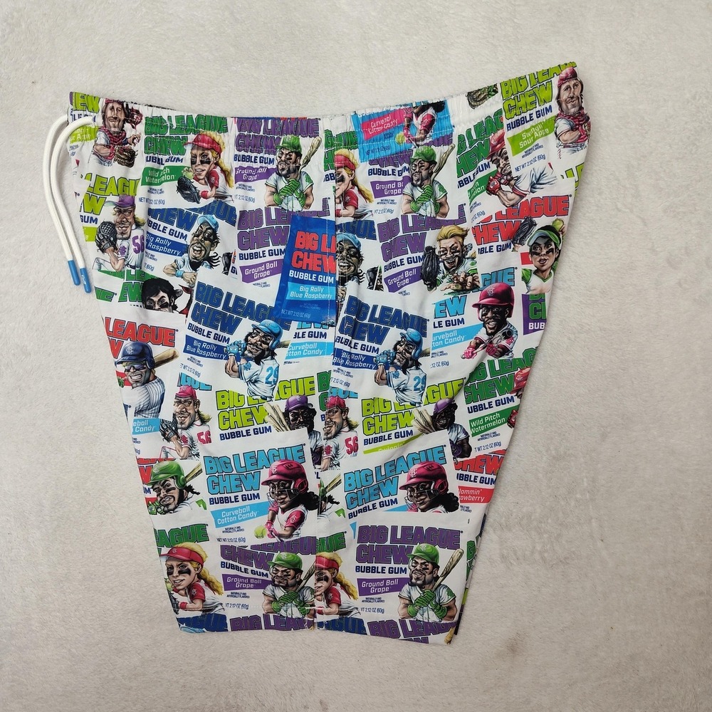 RSVLTS Swim Trunks Mens Large White 7" Big League Chew‎ Patchwork Board Shorts